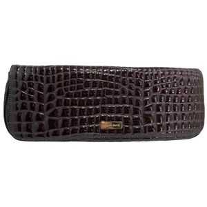 Charles David Patent Embossed Croc Purple Clutch